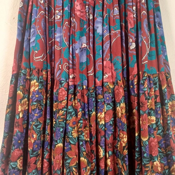 Vintage Handmade Boho Broomstick Calico Maxi Peasant Skirt Floral Paisley - Picture 8 of 10
